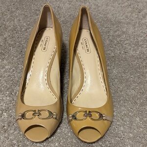 Coach Women's Beige Peep-Toe Heels
